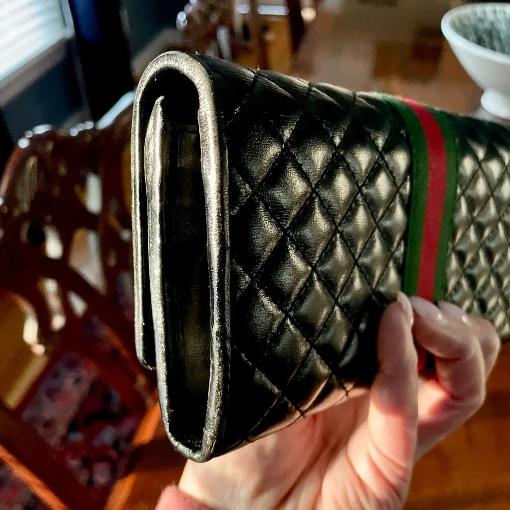 Gucci Black Ophidia Sherry Webb Line Quilted Leather Long wallet. Almost Perfect - Picture 6 of 15
